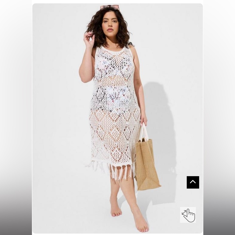Torrid Mini Crochet Fringe Tank Beach Dress